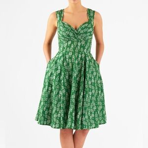 Hula Girl Print Crepe Sweetheart Dress
